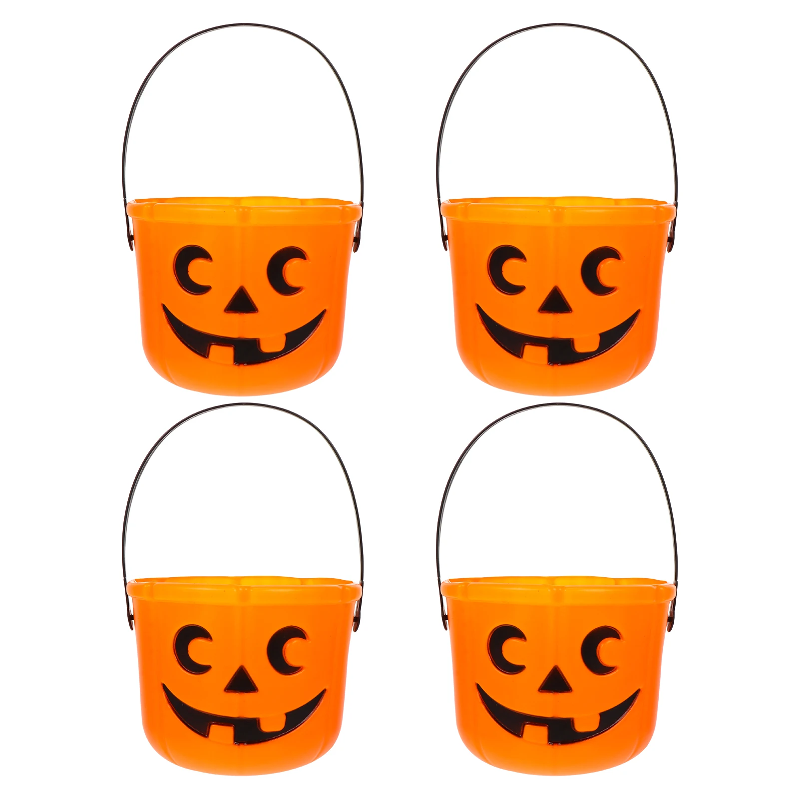 

4 Pcs Pumpkin Holders PVC Kids Party Supplies Traditional Shape Storage Solution Halloween Buckets