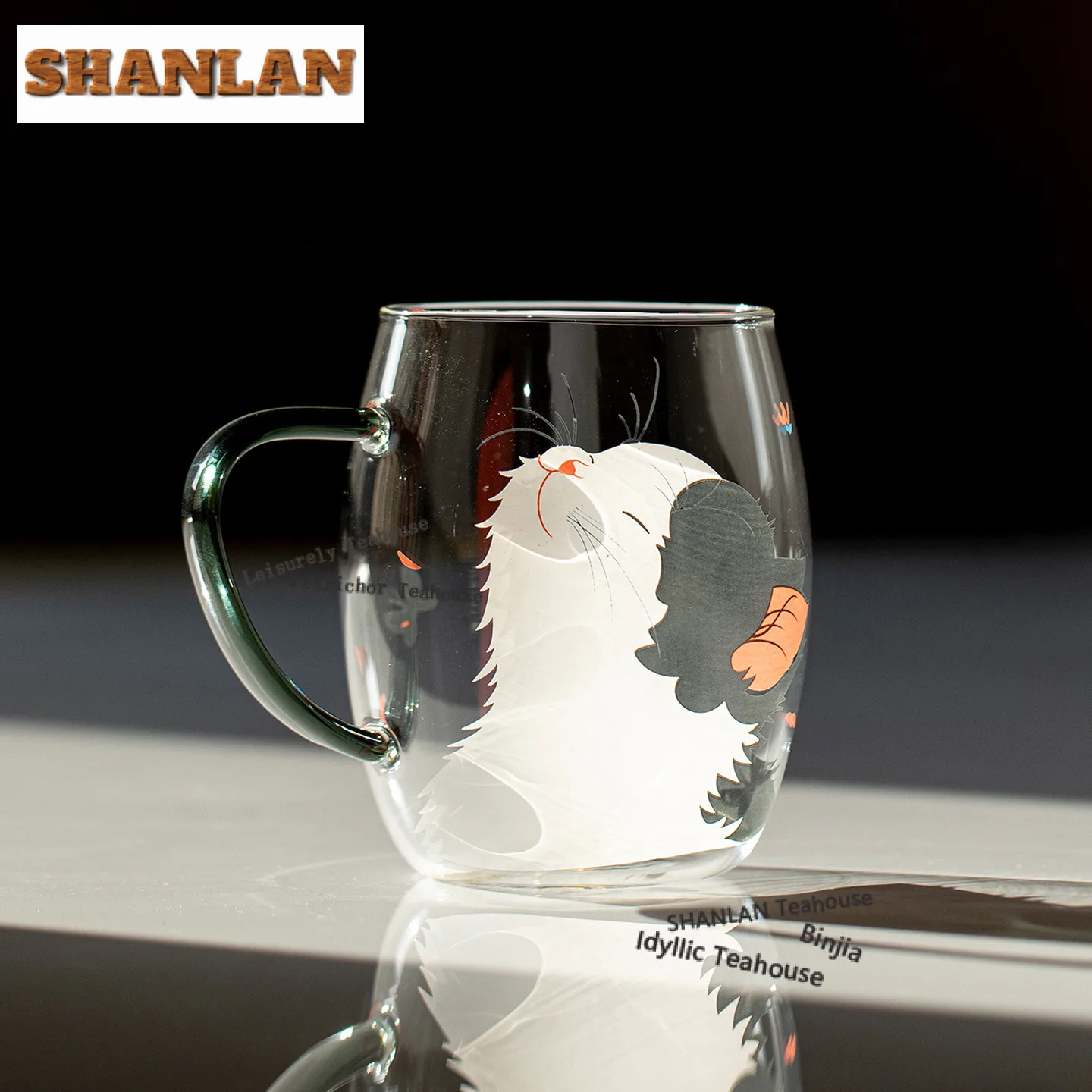 

350ml Cute Cat Glass Teacup Aesthetic Tea Bowl Sample Tea Cup Tea-tasting Personal Cup Jianzhan Master Cups Tea Ceremony Gifts