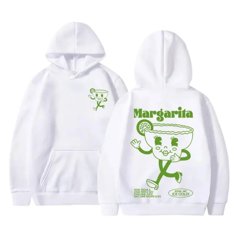 Funny Margarita Cocktail Graphic Hoodie Men's Vintage Cartoon Oversized Hooded Sweatshirt Men Women Fashion Casual Trend Hoodies