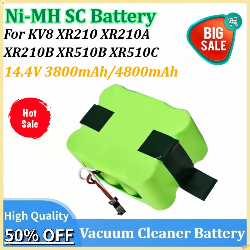 

New 14.4V 3800mAh/4800mAh Replacement Ni-MH SC Vacuum Cleaner Sweeping Robot Battery for KV8 XR510B XR510C XR210 XR210A XR210B