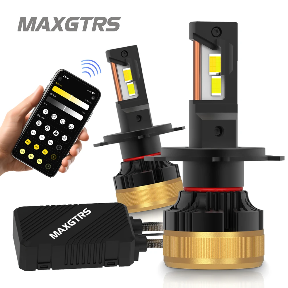 

APP Control H7 Car Headlight Bulbs H4 Turbo Headlight H11 9005 HB3 9006 HB4 LED Strobe Flash Mode 3000K 4300K 6000K 12V/24V