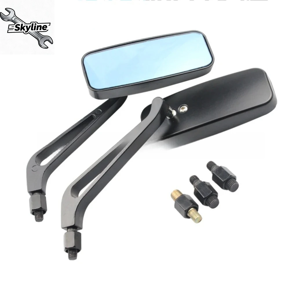 Black 8mm 10mm Motorcycle Rectangle Rearview Side  Mirrors For Breakout FXSB
