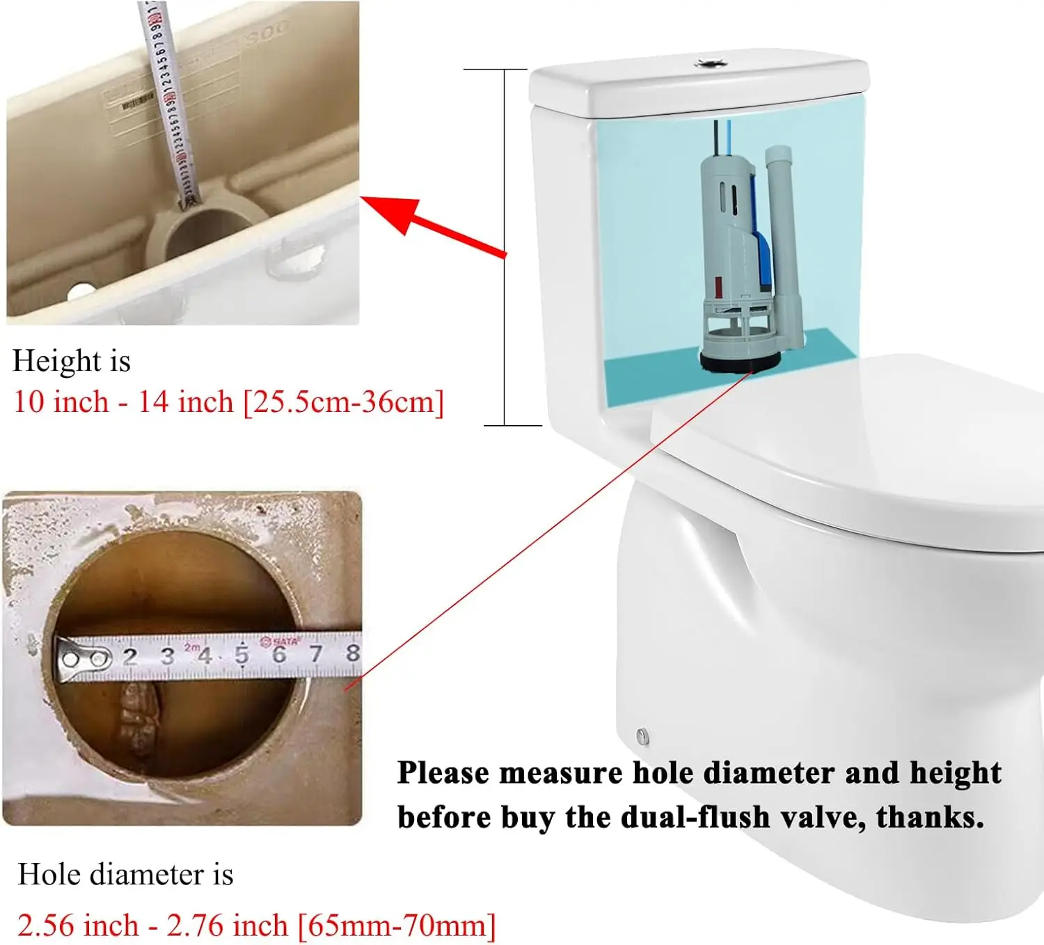 2-Inch Dual Flush Valve Replacement Kit for 2-Piece Toilet Tank, Compatible with TOTO THU435 THU224