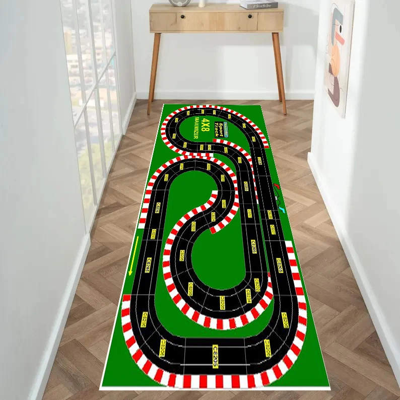 Racing Track Runner Teppich Kinder weiche Klettermatte City Road Teppich City Traffic Game Bodenmatte Heimdekoration