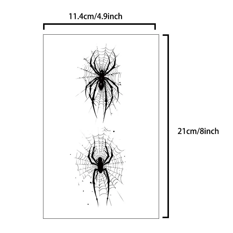 4 pezzi di tatuaggio temporaneo impermeabile ragno realistico per mani, schiena e collo, durata 1-2 settimane, tatuaggio finto semipermanente