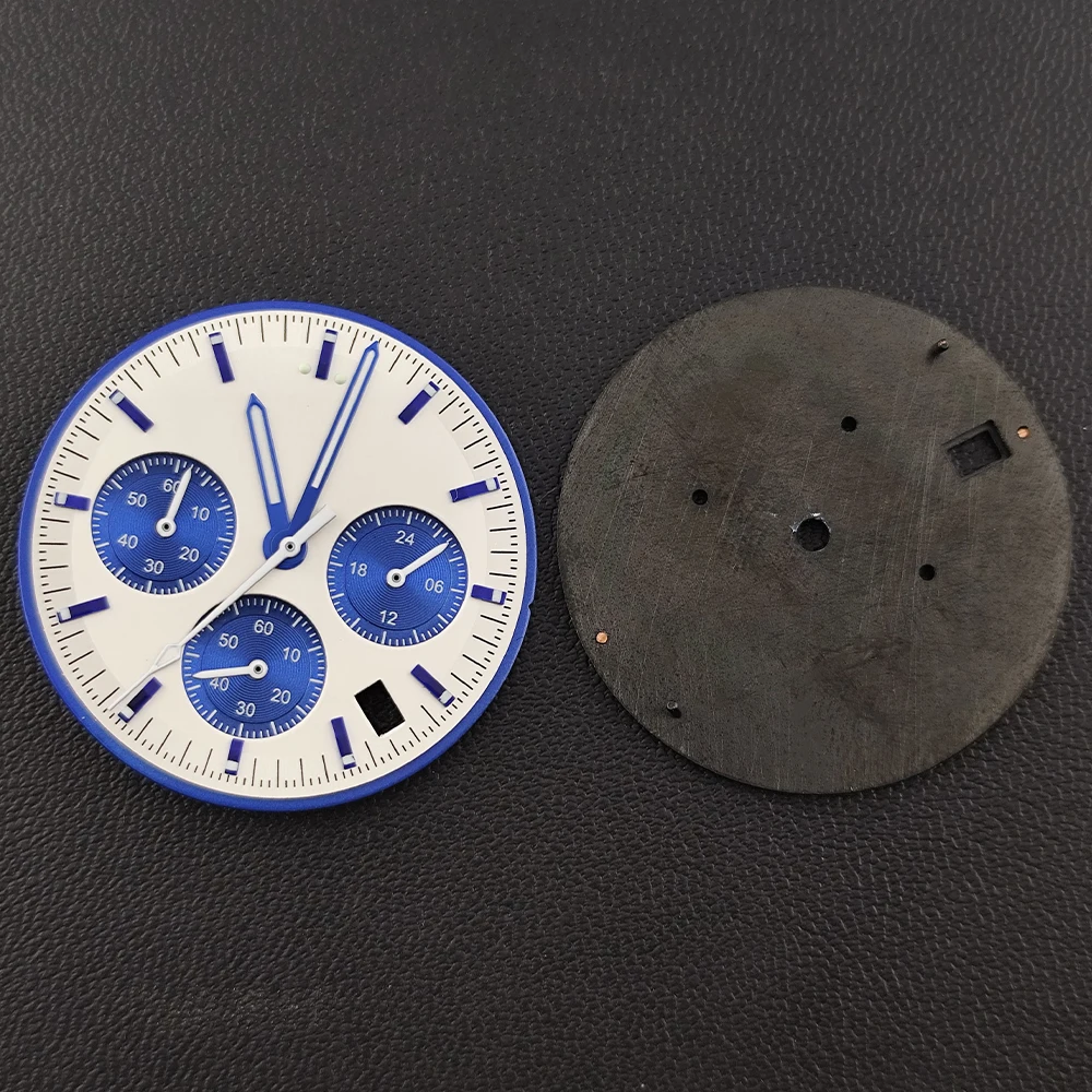 32.5 مللي متر vk63 قرص أبيض/أزرق حركة كوارتز قرص VK63 عقارب خضراء مضيئة تناسب ملحقات ساعة الحركة VK63 #2