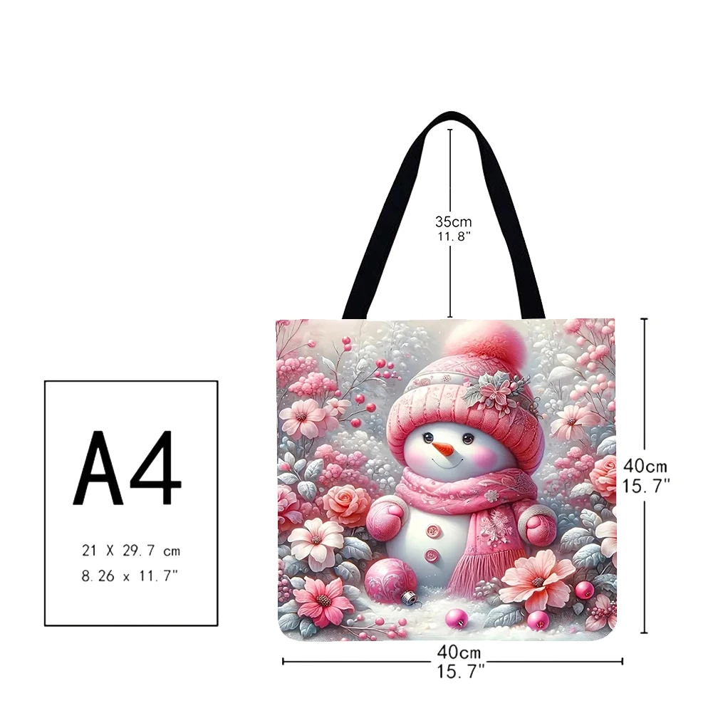 4 ชิ้นคริสต์มาสกระเป๋าผ้าลินินความจุขนาดใหญ่