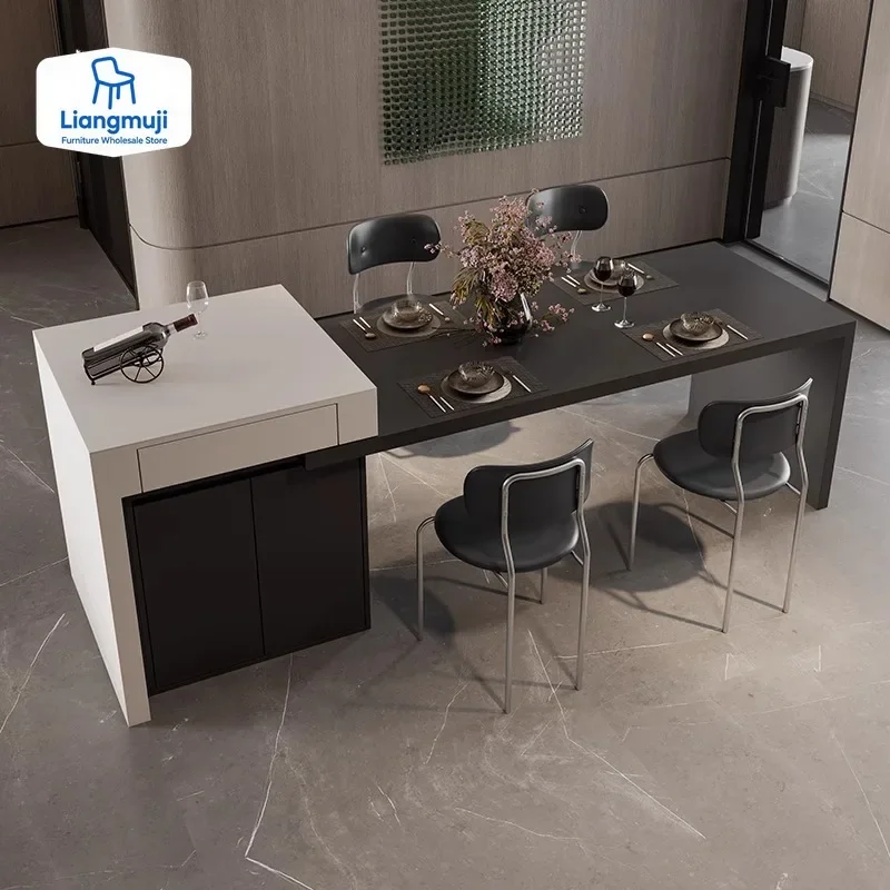 

Kitchen Island Dining Table Integrated Household Rotating Retractable Stone Plate Medium Kitchen Island Open Small Apartment