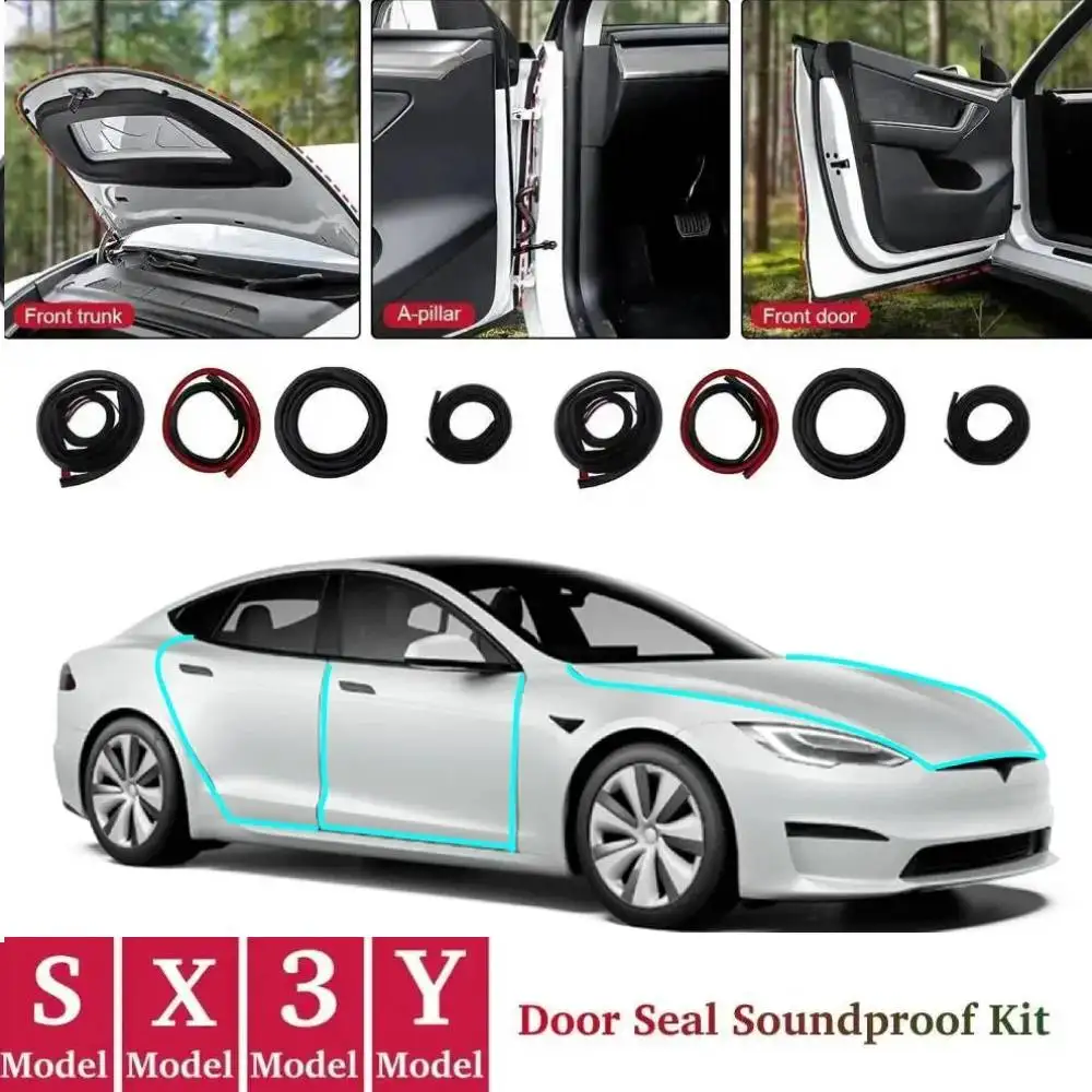 

Car Door Seal Soundproof Kit for Tesla Model 3/Y/S/X Rubber Weather Draft Seal Strip Wind Noise Kit Front Trunk Cover Strip