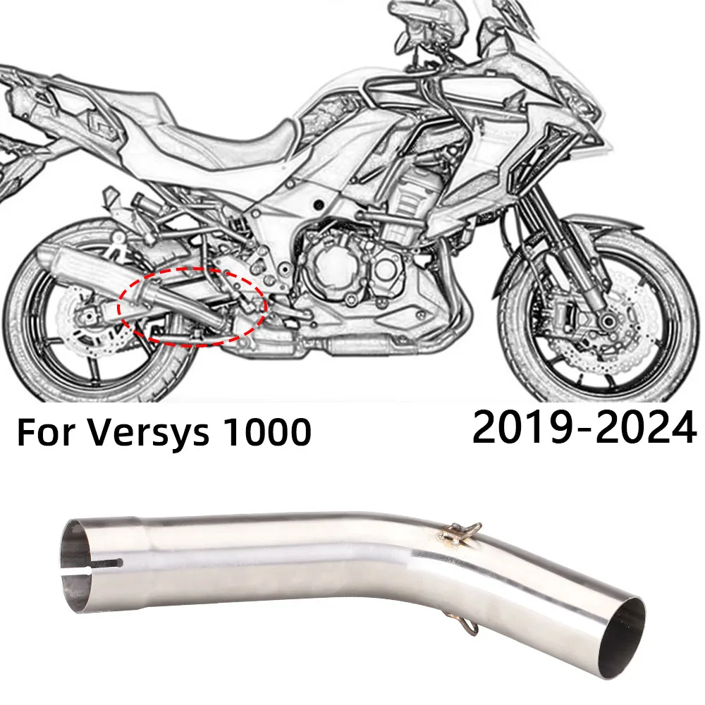 Motorcycle exhaust modify Slip on tube Stainless middle link pipe 51mm escape For Kawasaki VERSYS1000 Versys 1000 2019-2024