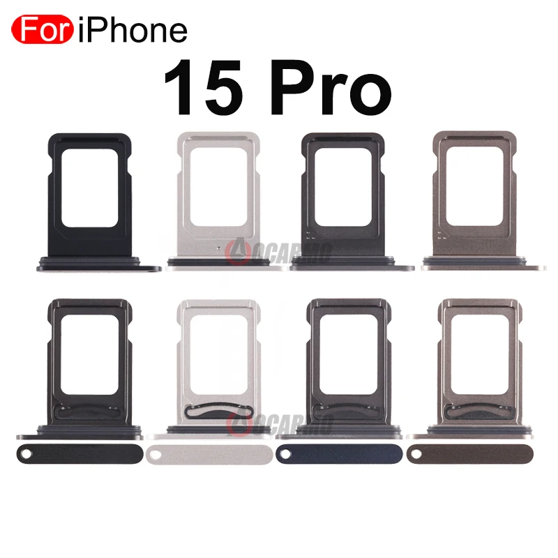 1Pcs/Lot For iPhone 15 Pro SIM Card Tray Holder Slot Drawer Single Dual Replacement Part Black White Blue Titanium Color