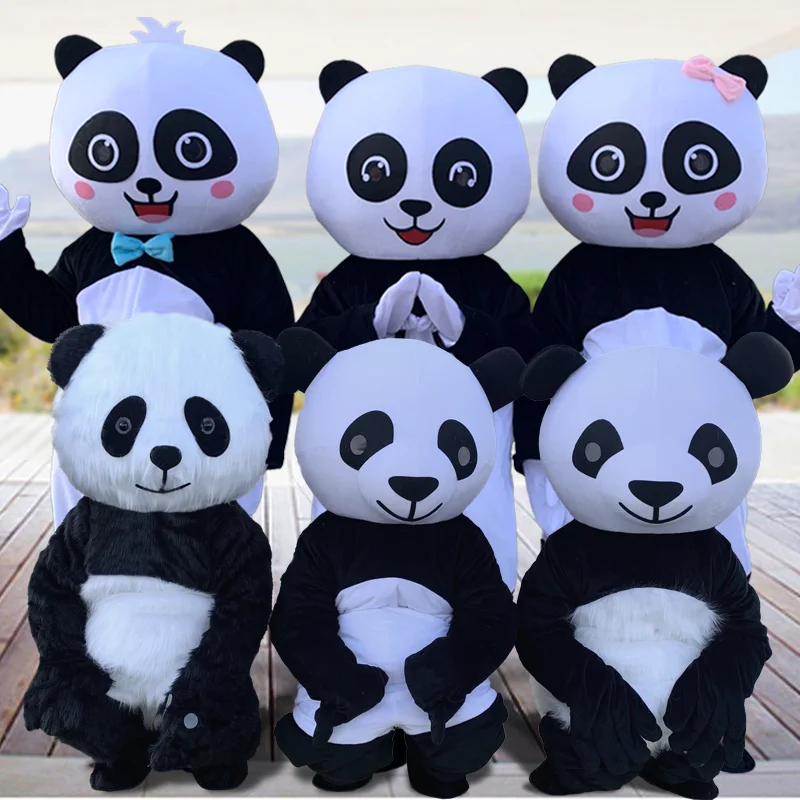 Panda Cartoon Mascot Cosplay Costume Suit Christmas Mascot Panda Adult Size gioco di ruolo vestiti divertenti per feste di Festival