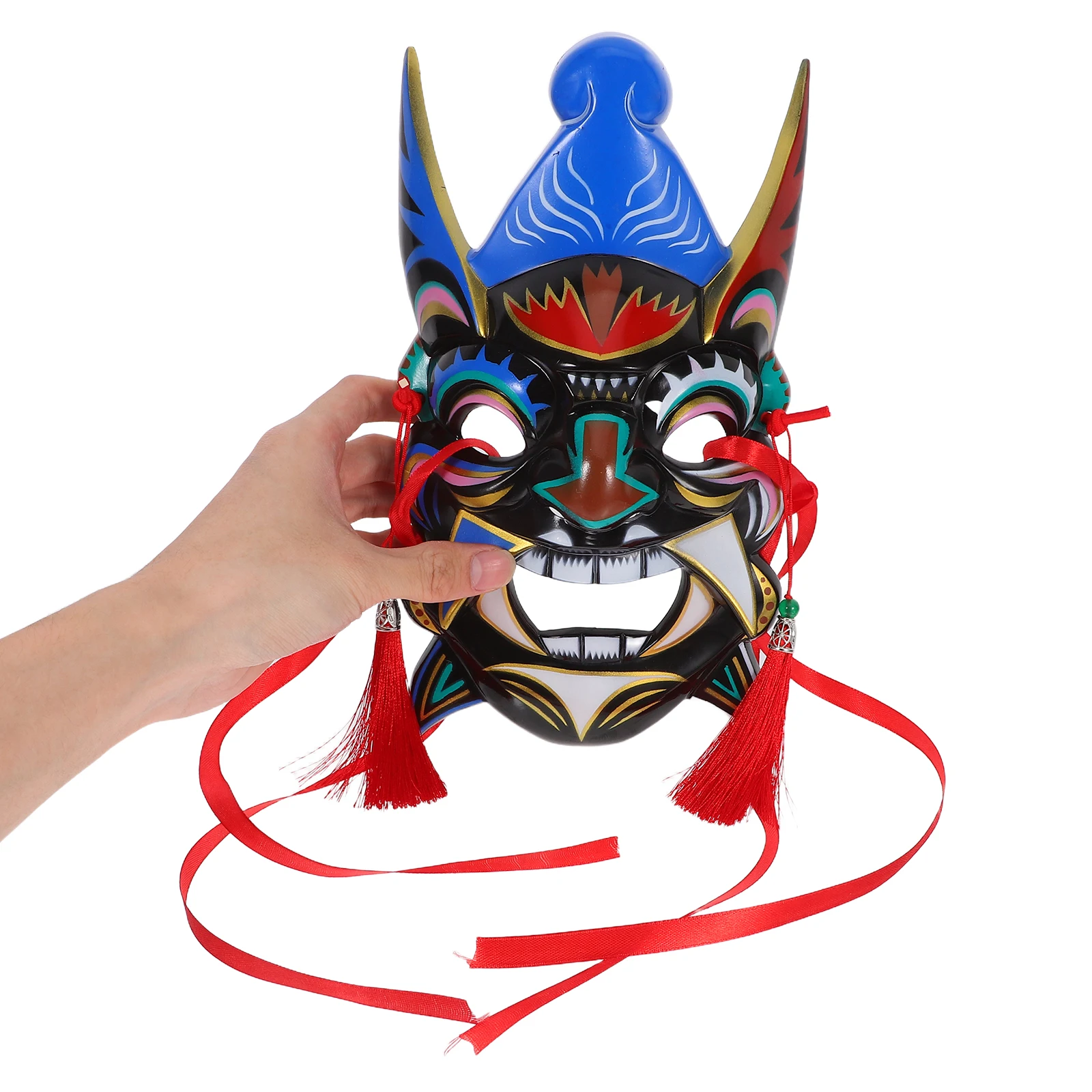 

Painted Play Mask Vibrant Colors Hand Carved Lightweight Carnival Halloween Masquerade Roleplay Decor Chinese Opera Traditional
