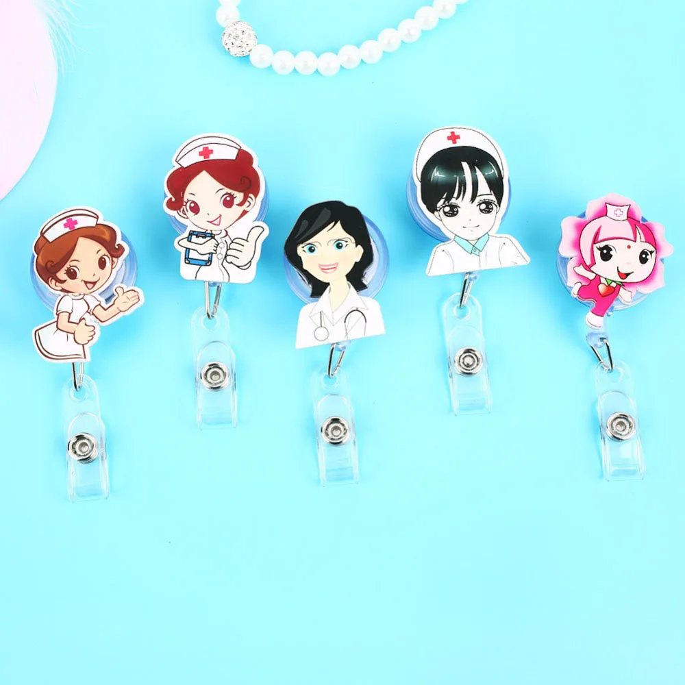 Nurse Exhibiton Clips Badge Reel Retractable ID Name Card Card Holder Clip Office Supplies Badge Holder Clip Name Card Holder