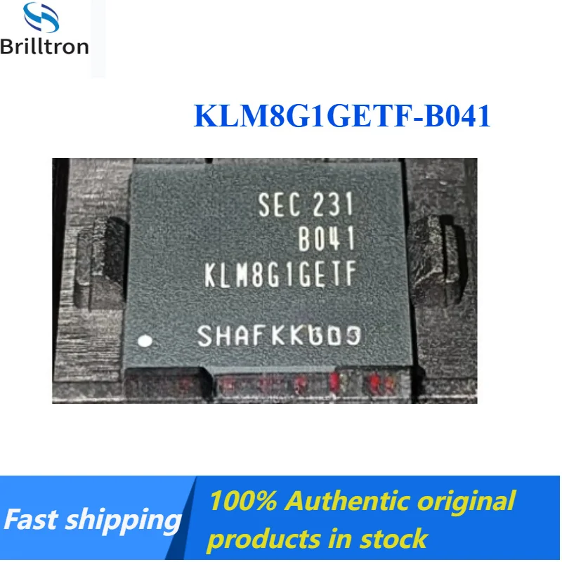 1PCS KLM8G1GETF-B041 Brand New Font Chip, EMMC 8G 5.1 Version, BGA153 Ball  Brand New Original in Stock  Fast Shipping.