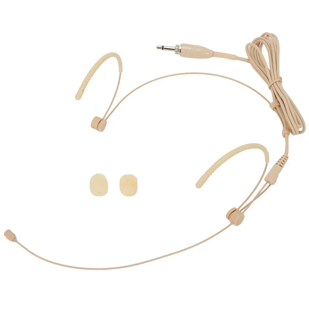 Beige Headworn Microphone Double Ear Hook Headset Mic 3.5mm 3 Pin 4 Pin XLR Plug Professional Microphone For Lecturer Stage