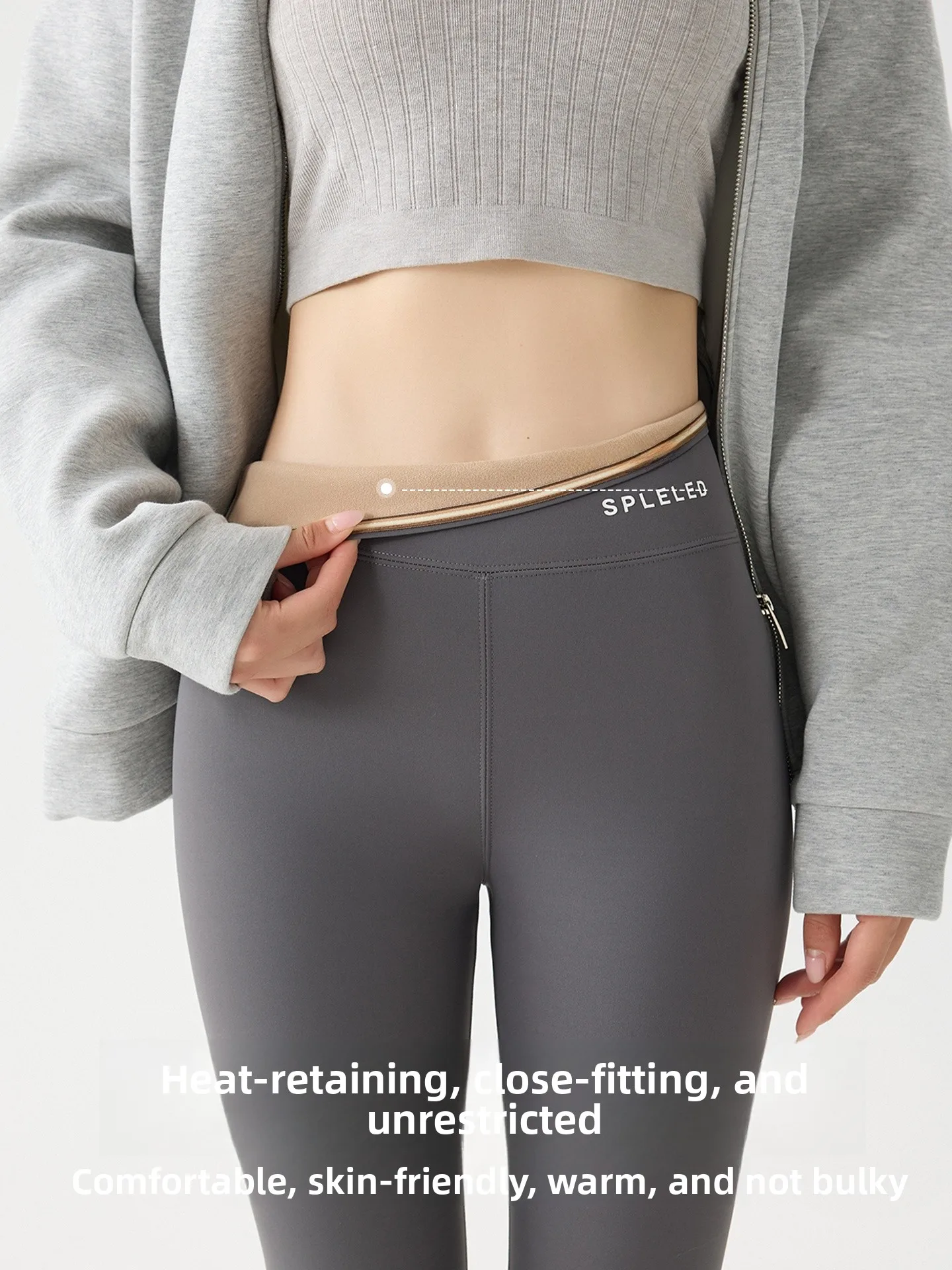 Damskie spodnie do jogi z wysokim stanem, ocieplane, ze skóry ekologicznej, jesienno-zimowe, plus size, modelujące brzuch i podnoszące pośladki.