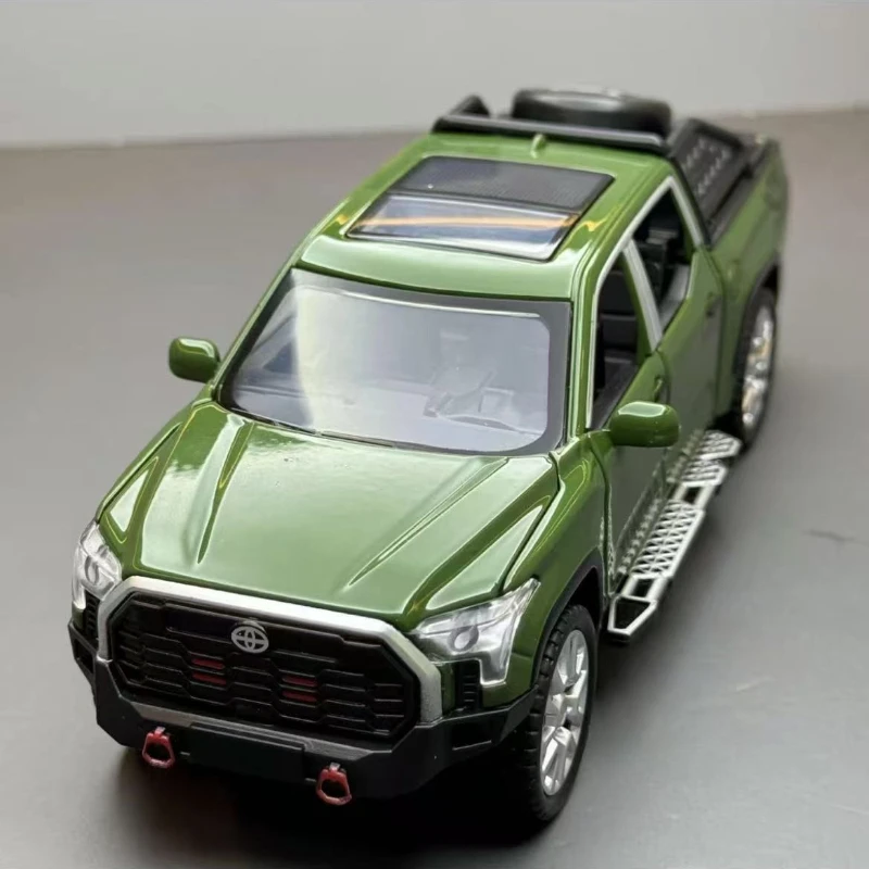 

1/32 Tundra, модель пикапа из сплава, литая под давлением и игрушка, металлические внедорожники, модель автомобиля, имитация звука и света, детская игрушка в подарок
