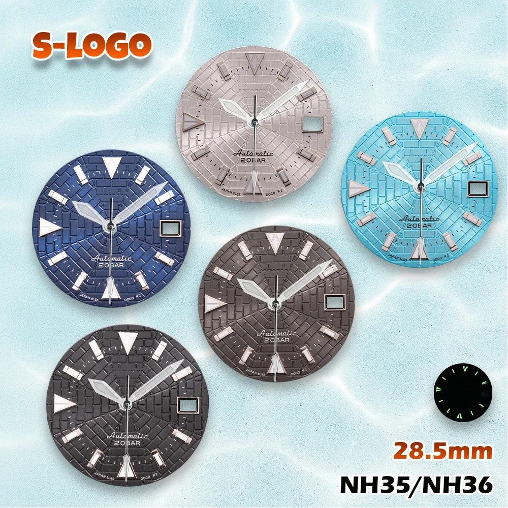 Cobweb Texture Dial 28.5mm for NH35 | S Logo & C3 Green Luminous | High Quality Men's Watch Modification Accessories