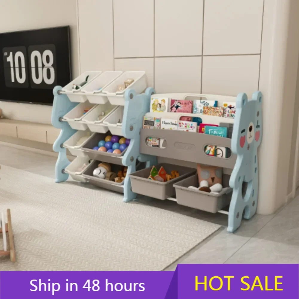

Kids Toy Storage Organizer,2 Tier Bookshelf,Shelf &12 Toy Bins, Kids Bookshelf and Toy Storage for Playroom,Kids Room