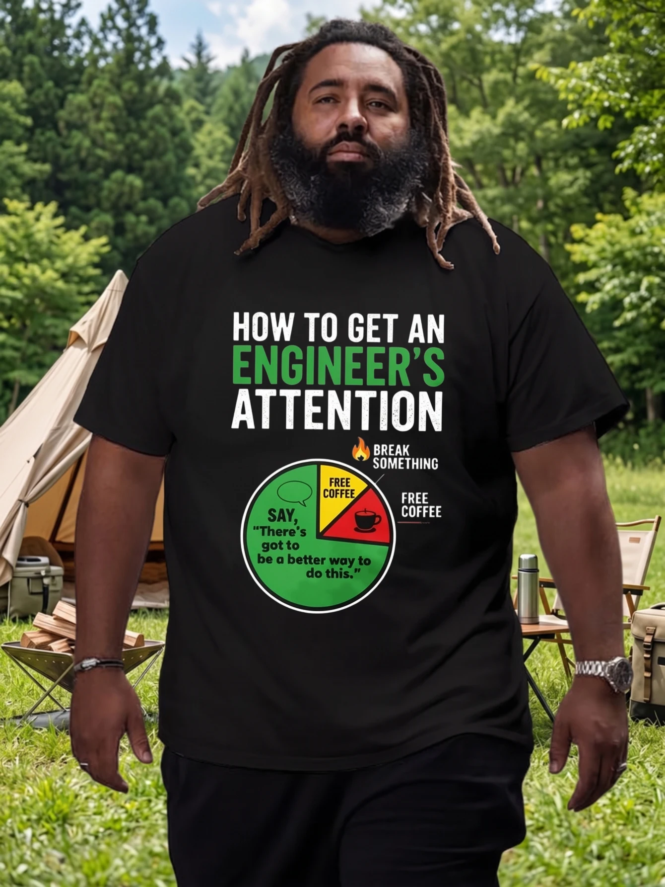 1 pièce T-shirt unisexe 100% coton pour hommes et femmes, col rond, manches courtes, imprimé « Comment attirer l'attention d'un ingénieur ? Casser quelque chose, du café offert, dis que ça ne peut pas être un meilleur moyen de faire ça », grande taille, confortable, décontracté, lavable en machine