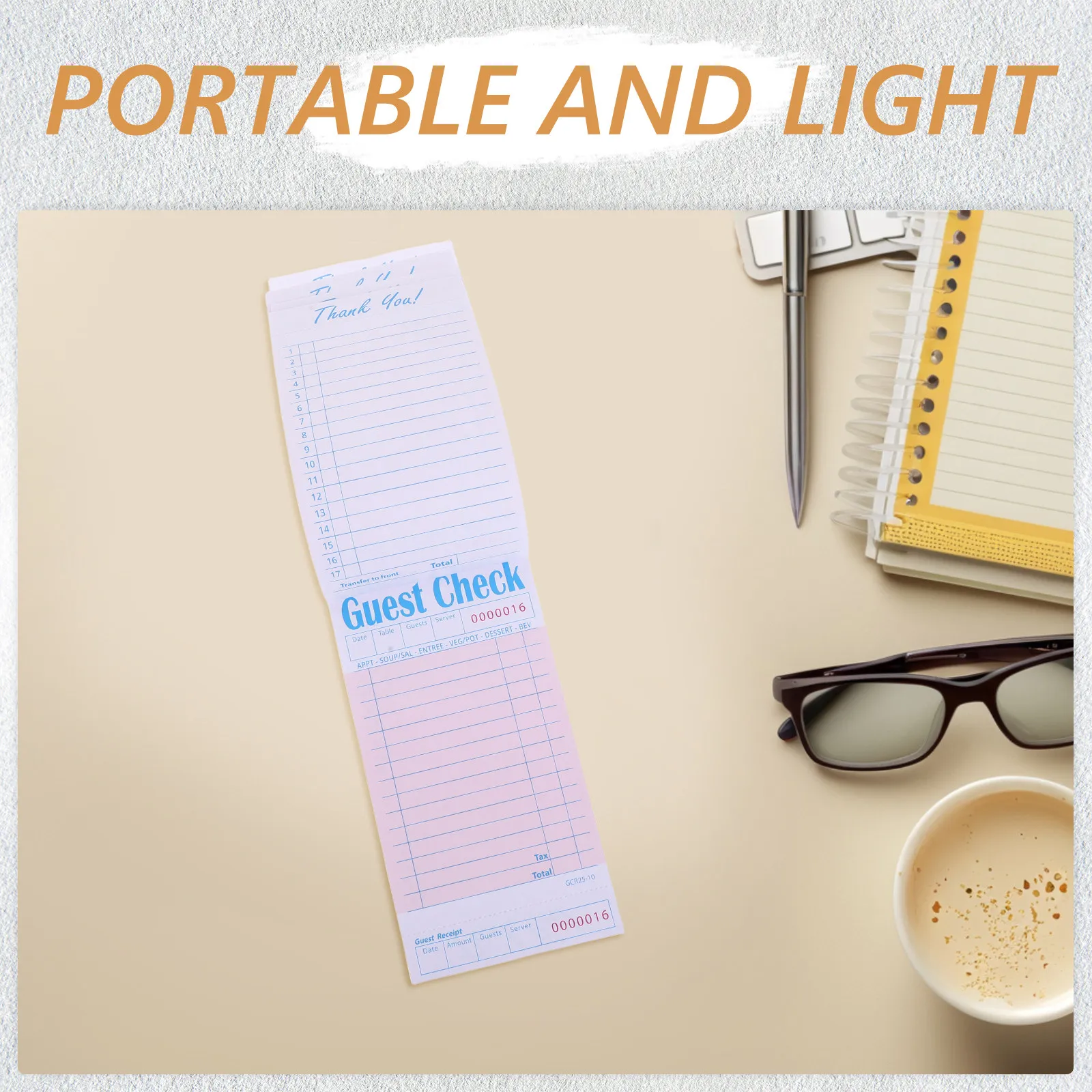 

6Pcs Restaurant Books Server Note Pads Red Food Receipt Order Pads Waitress Notepad for Bars Cafes Efficient Order