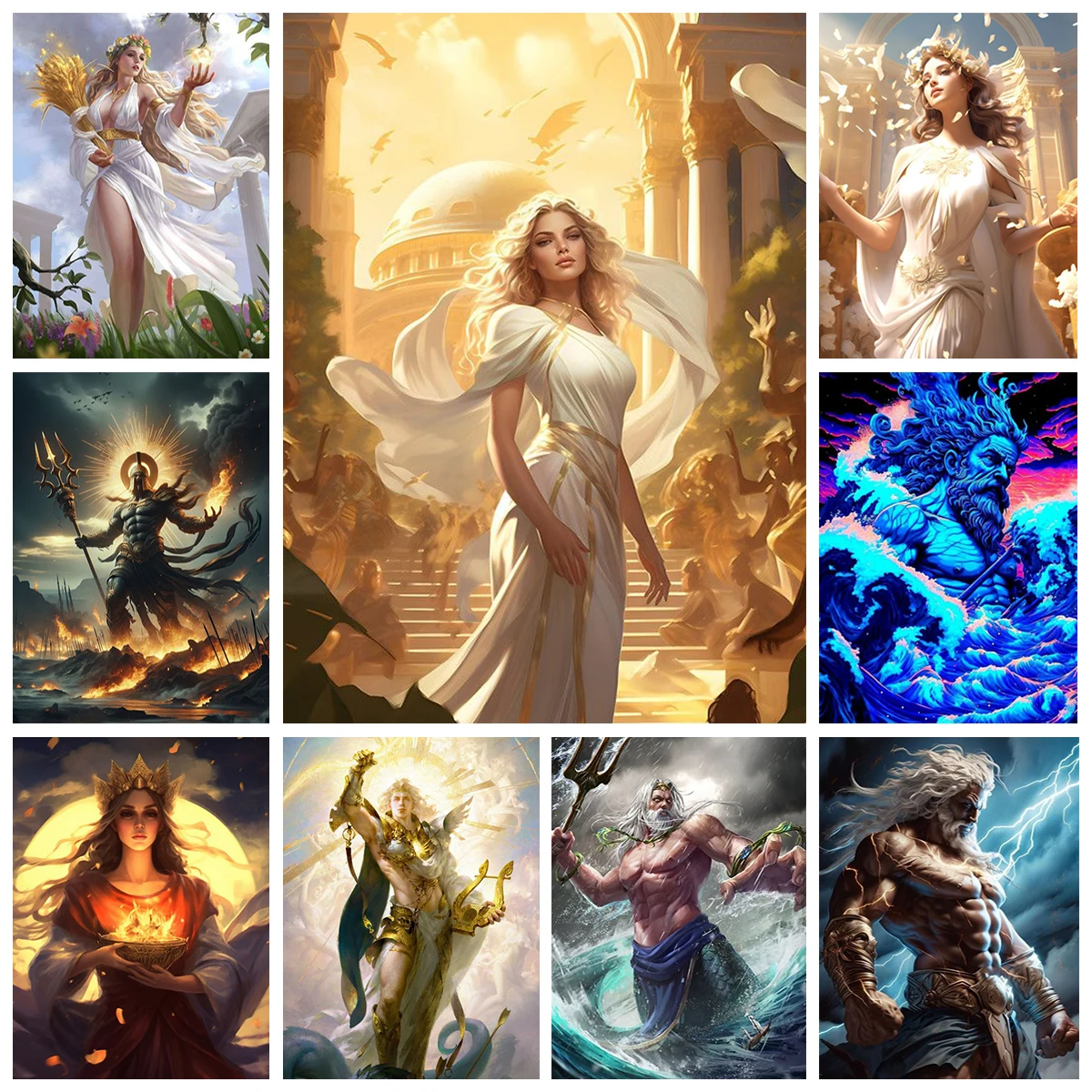 Die zwölf Götter des Olymp Griechische Mythologie Wandkunst Poster Leinwand Malerei Kunstdruck Home Wanddekoration Zimmer Wohnzimmer Dekoration