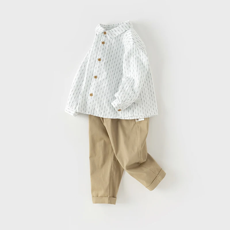 Dave Bella Children Suit 2024 New Spring Boy’s Baby Two-Piece Set Shirt Pants Comfortable Casual Fashion Outdoor Party DB1240404