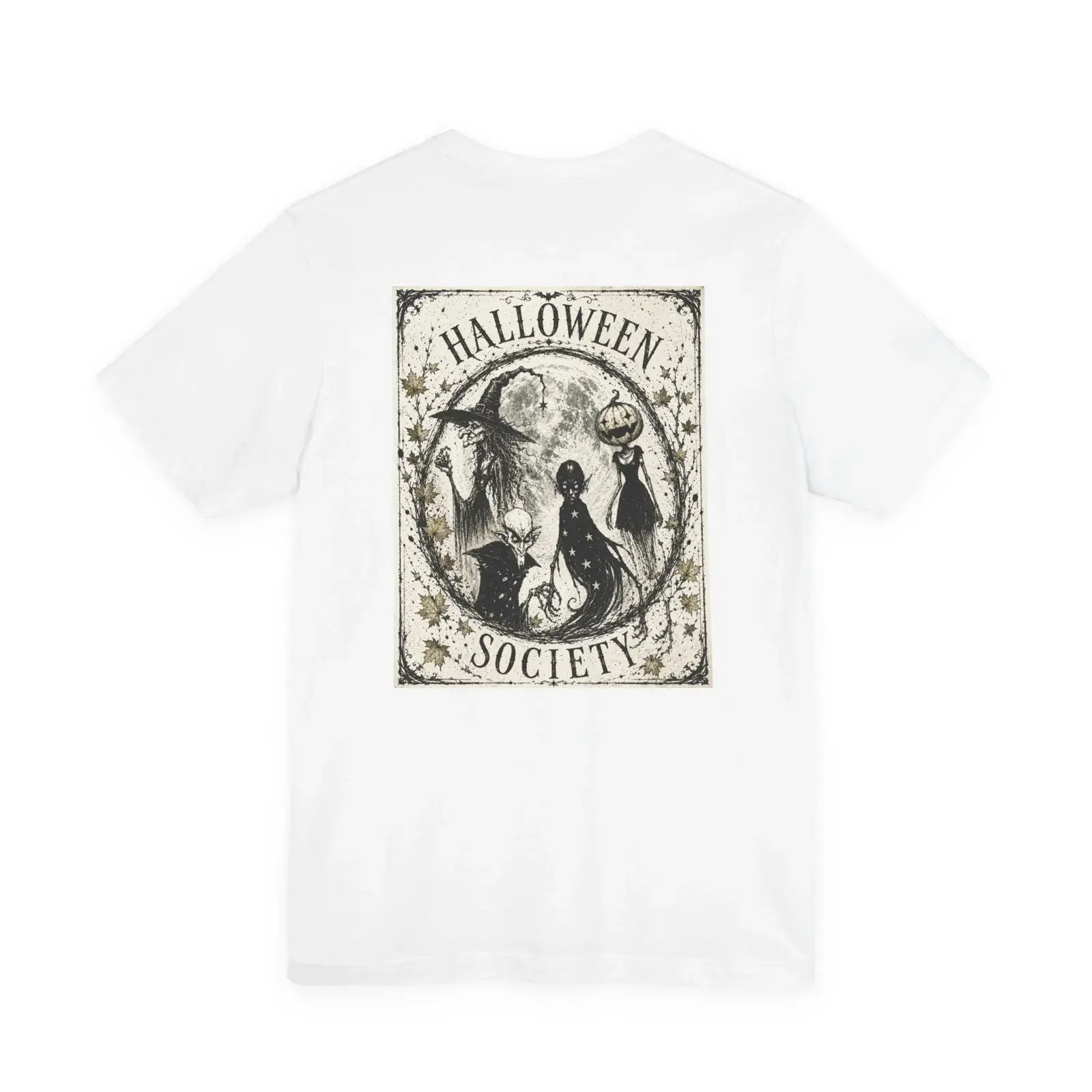 Bella Canvas Halloween Society T-Shirt Vintage Hexe Gothic Gruselig Herbst Vintage Washed Leicht Dehnbar Streetwear Weich