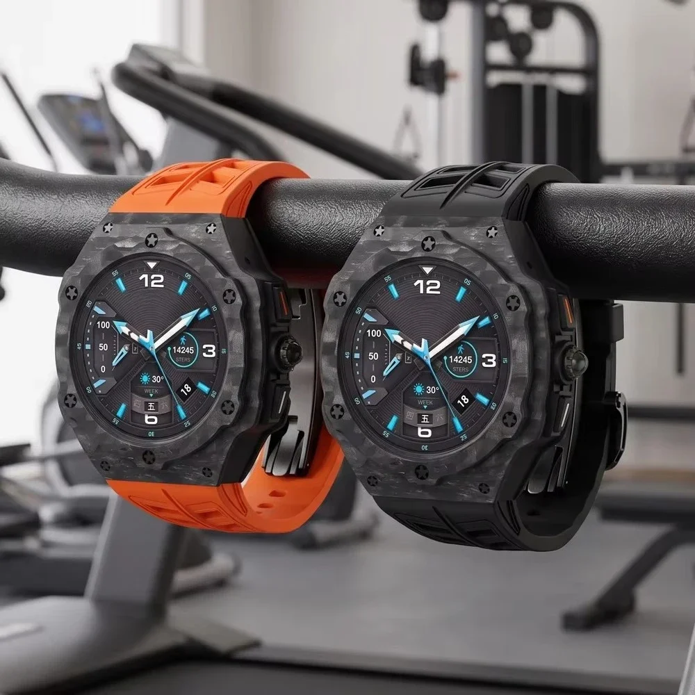 Luxury for Samsung Galaxy Watch Ultra 47mm Carbon Fiber Modification Case Strap for Galaxy Watch Ultra2 Rubber Band Accessorie