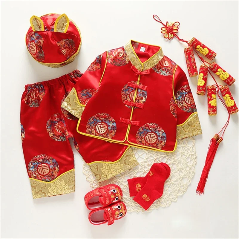 Baby Kids Tang Suit Chinese Traditional New Year Clothing One-Year-Old Costume Children Tang Clothing Photography Clothes