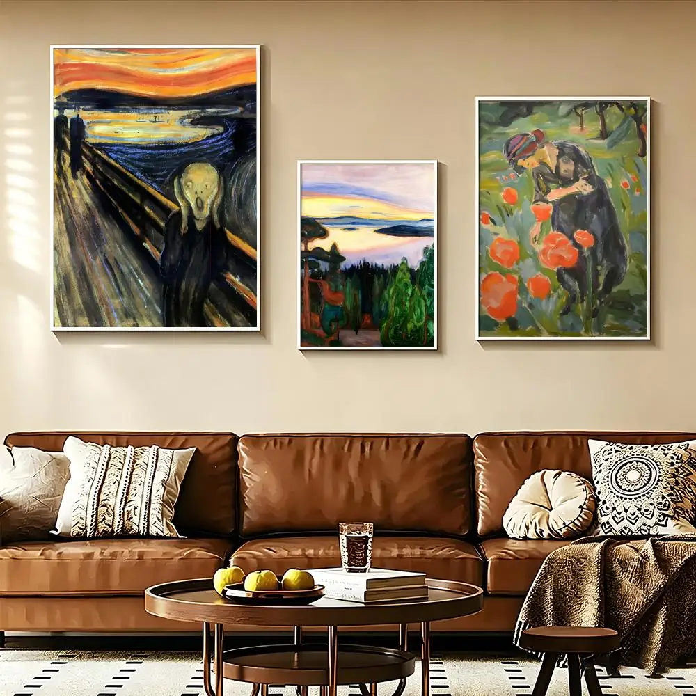 Artist Edvard Munch Expressionist Moody Poster Modern Aesthetic Wall Art for Home Bar Cafe Bathroom Decor