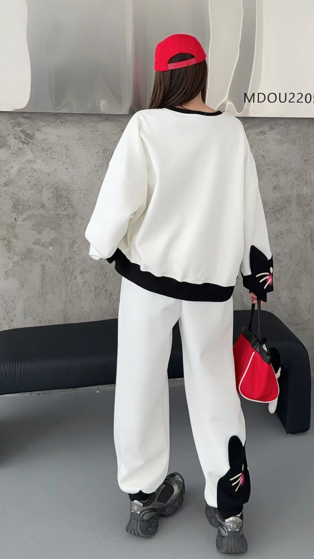 2026 Spring Multicolor Rabbit Letter Print Oversized Pant Sets 2 Piece Woman Japanese Korean Fashion Casual Pullove Sweatshirts