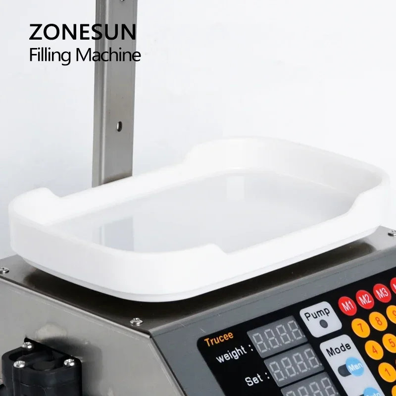 ZONESUN Semi Automatic Beverage Mineral Water Milk Drink Bottle Filler Perfume Liquid Weighting Filling Machine ZS-M1080S