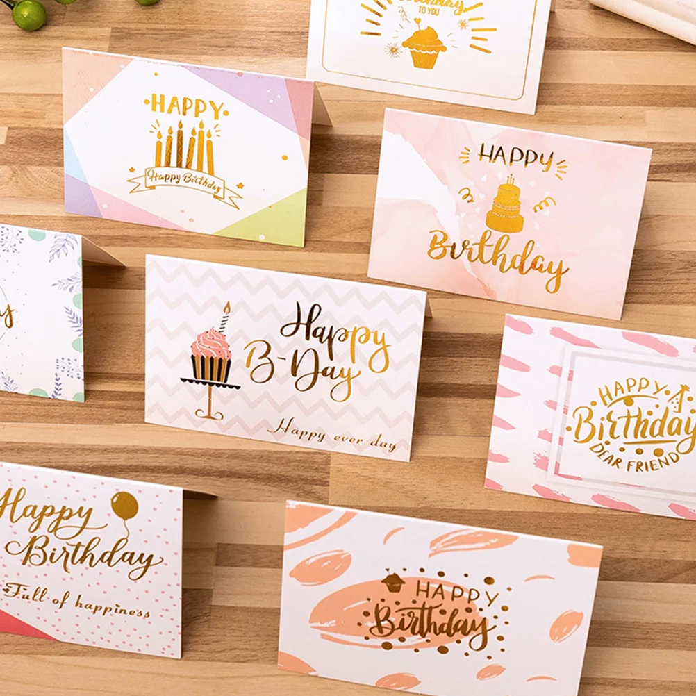 

80Pcs Birthday Cards Folding Paper Birthday Blessing Greeting Cards Party Favor Gift Blessing Card Paper Greeting Card