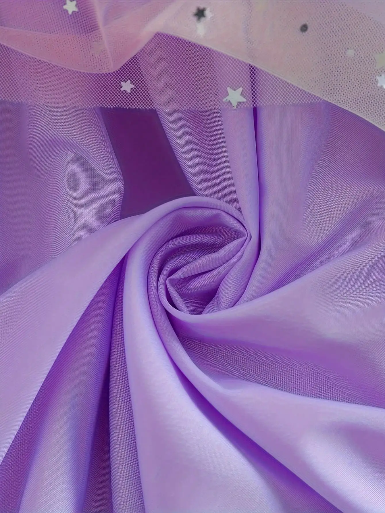 Chiffonkleid mit Farbverlauf, langen Ärmeln, silbernen Sternpailletten und Schleifendetails, Herbst- und Winter-Prinzessinnenkleid mit Cartoon-Muster. – Detail 7