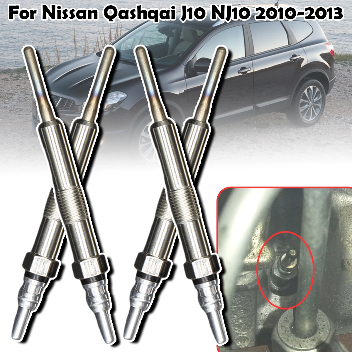 

4PCS Diesel Heater Nickel Plating Glow Plugs For Nissan Qashqai J10 NJ10 Dualis 1.5DCi 110655687R 8200682592 2010 2011 2012 2013