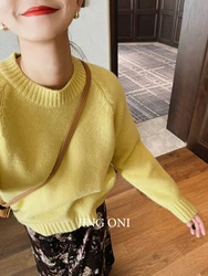 Pullover Off Shoulder Sweater Knitwear Winter Woman Clothing Y2k Korean Fashion Style Vintage Luxury Tops Long Sleeve Crop New