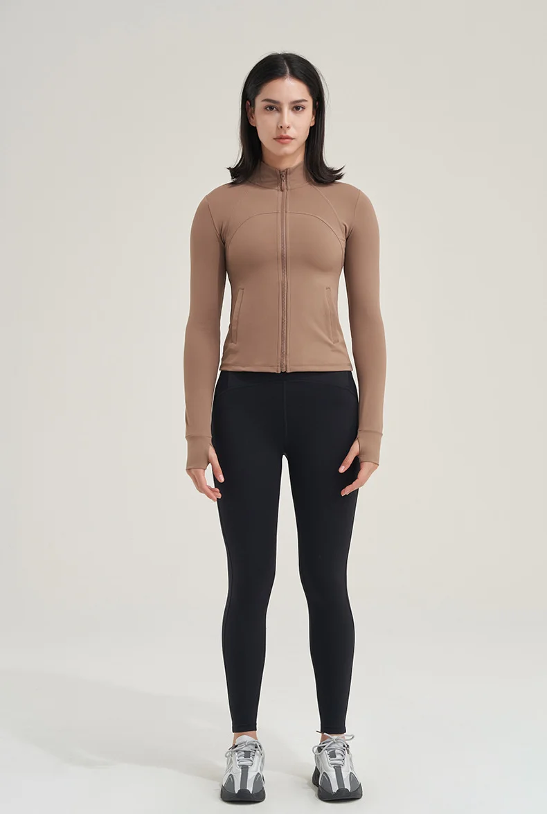 TRY TO BN Yoga Long Sleeve Coat Zipper Loose Sports Tops Breathable Sunscreen T Shirt Workout Women Running Gym Clothing Fitness
