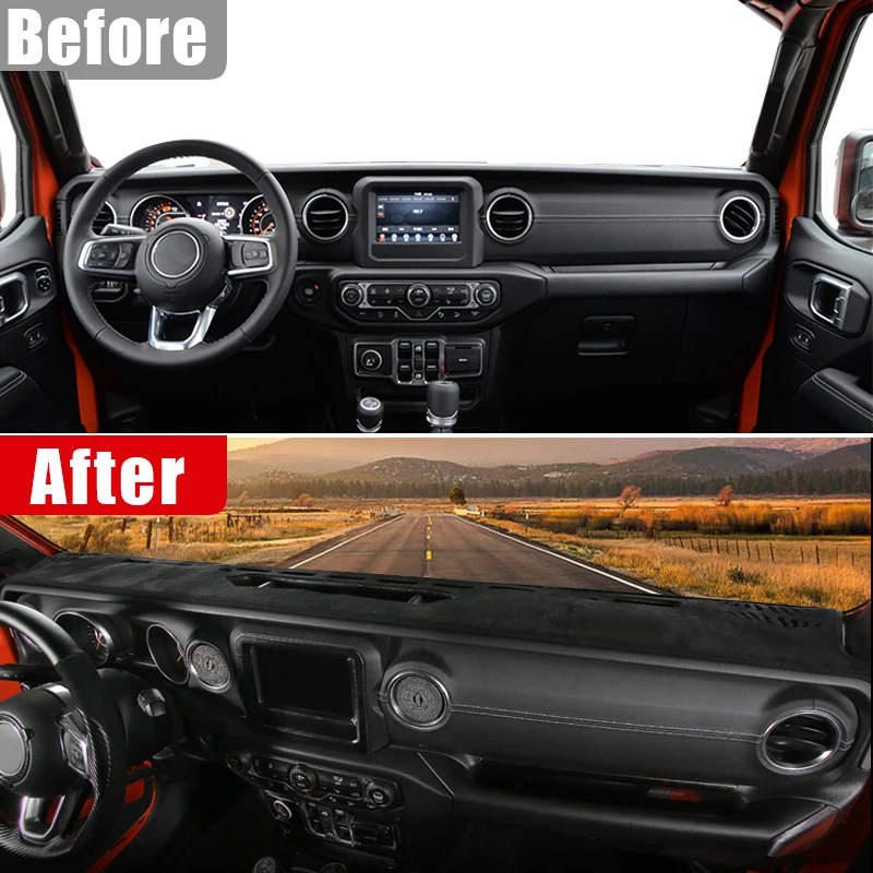 

ABAIWAI Dashboard 3D Avoid Light Pad Anti-UV pets Case Non-Slip Mats For Jeep Wrangler JL 2018 2019 2020 2021 2022 2023 2024