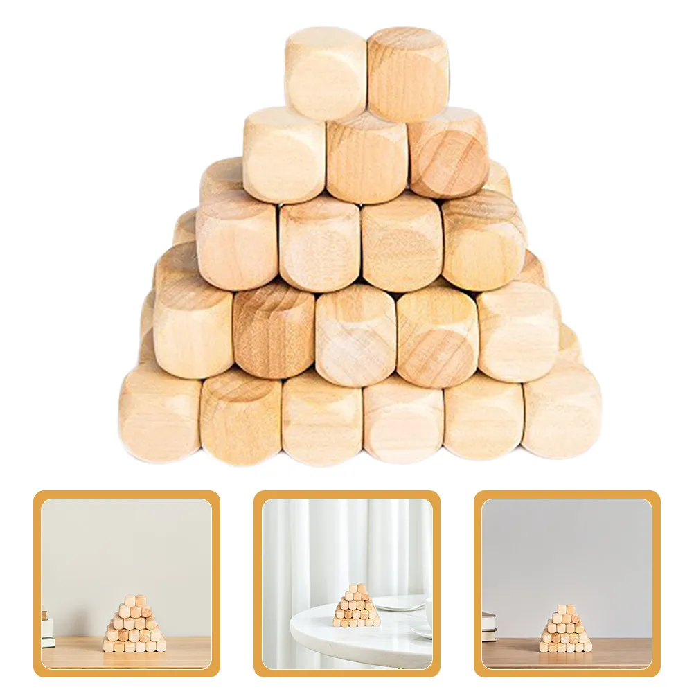 

100 шт. деревянных заготовок-кубиков 16 мм с гладкими закругленными краями, натуральные, для поделок, DIY-проектов, вечеринок, 6-гранные