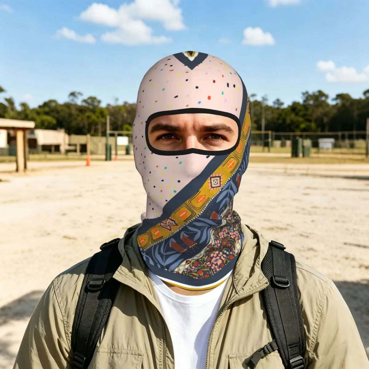 Colourful Dots Balaclava Full Face Mask Breathable Motorcycle Winter Warm Full Cover Caps Neck Windproof Dustproof Cycling Caps