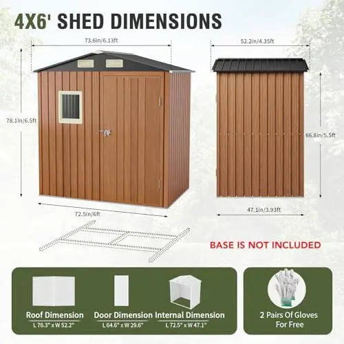 Outdoor Storage Shed 6x4 Ft, Lockable Metal Garden Shed with Window, Tool Shed Tiny House Vertical Outside Storage view 4