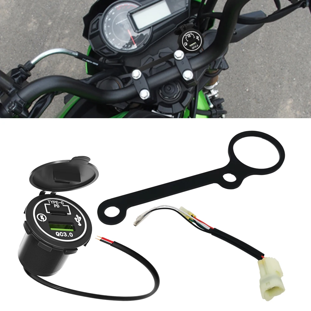 Fast Charger PD TYPE-CUSB Port Kit w/Connector Fits Kawasaki Z125 PRO 2017-Current