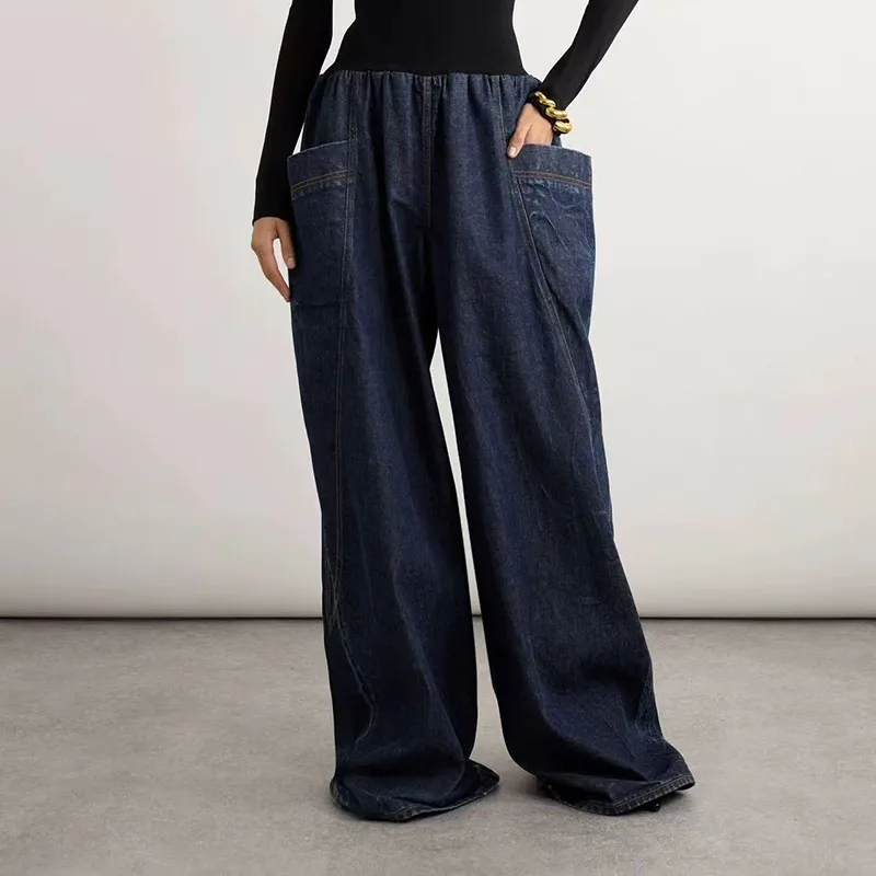 New Spring 2026 Women's Jeans: High-Waisted, Slim-Fit Wide-Leg Pants; Stretch-Panel 100% Cotton Straight-Leg Pants, Y2K