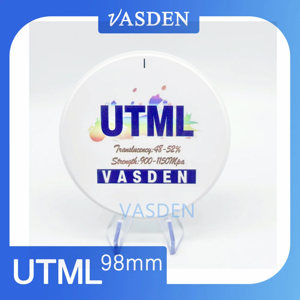 Vasden ثلاثية الأبعاد UTML متعدد الطبقات زركونيا كتلة مختبر الأسنان زركونيا كتلة 98*20 مللي متر متعدد الطبقات لآلة طحن CAD CAM الشفافية 4