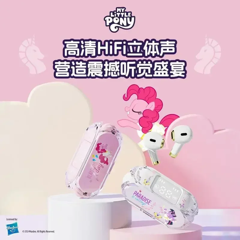 Anime My Little Pony Bluetooth Headphones Cute Cartoon LED Battery Display Smart Noise Canceling Wireless Headphones