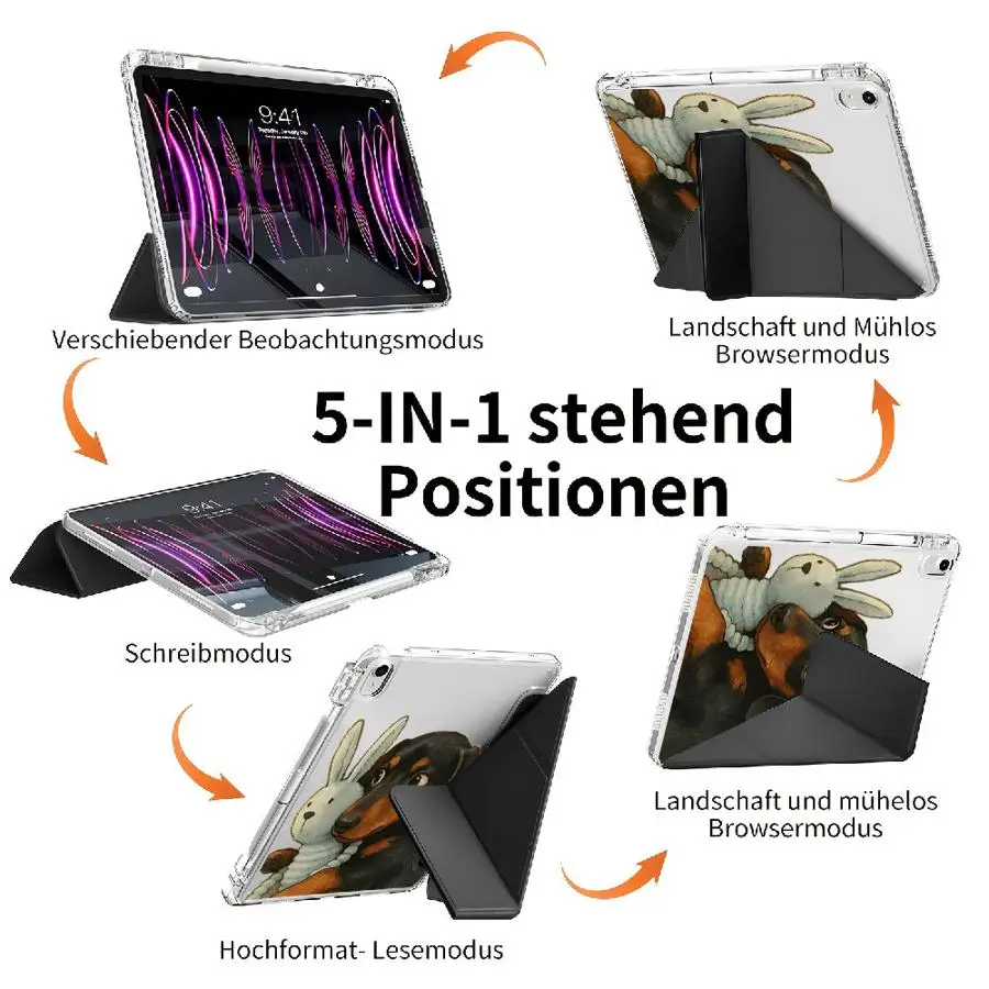 Y-Fold Holder Cover Tablet Case For iPad Air 4 5 M3 M2 1 2 M4 11inch Pro 2025 Mini 6 7 Pro 11th 10th 9th 8th 7th 12.9inch Rabbit