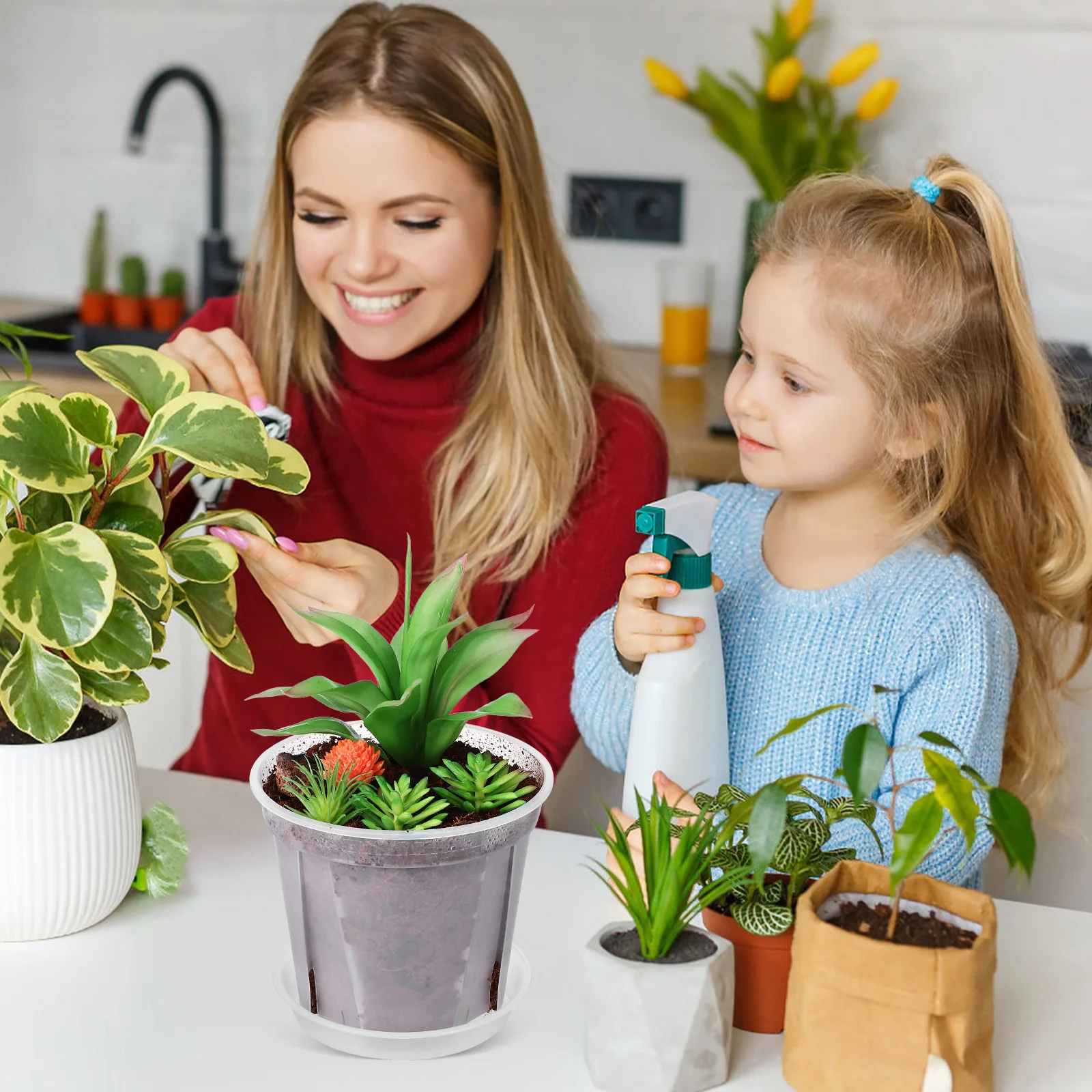 

4 Pcs Root Control Pot Plastic Planters 0.6 Gallon Healthy Growth Space Saving Drainage Holes Garden Flower Pots Indoor Plants