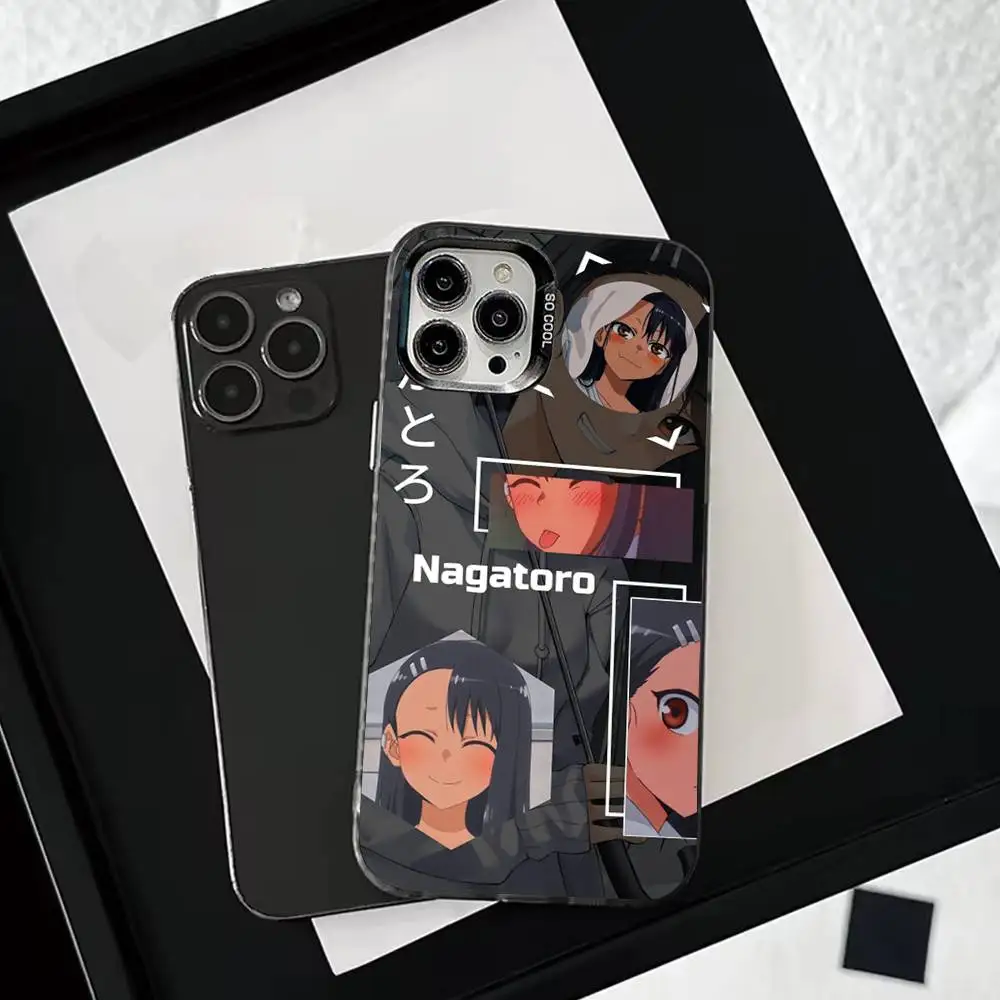 حافظة هاتف C-Cute Nagatoro-o SAN لهاتف iPhone 16,15,14,13,12,11,Mini,Pro,SE,MAX غطاء أبيض غير لامع مقاوم للصدمات